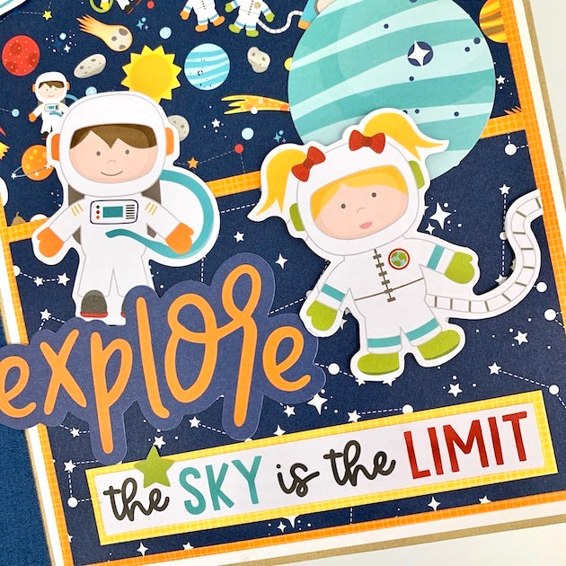 Outer Space Scrapbook Album with astronauts & planets