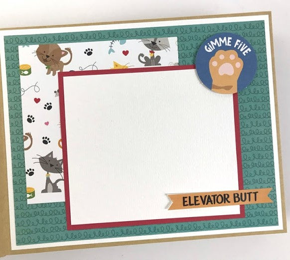 Cat Pet Scrapbook Mini Album Page with cats, and pawprints