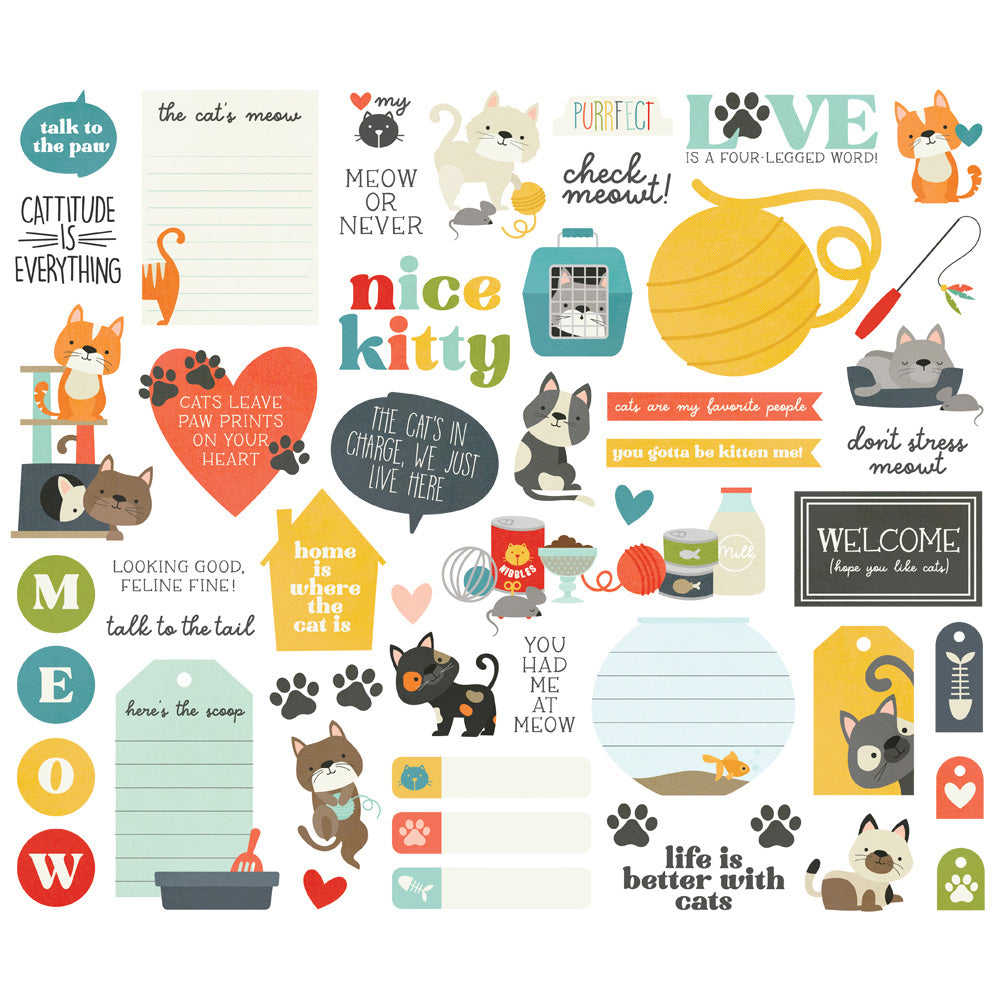 Simple Stories Pet Shoppe Cat Collection Bit & Pieces