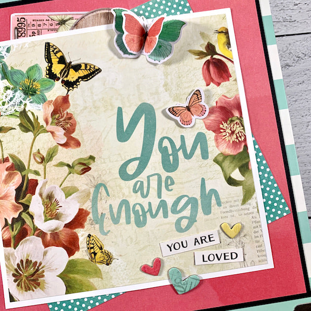 You Are Enough Scrapbook Album with butterflies & flowers