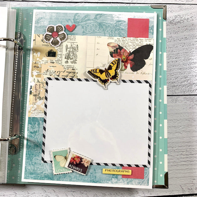 You Are Enough Scrapbook Album Page with butterflies & stamps