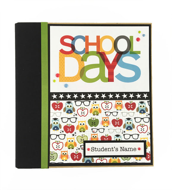 School Days Scrapbook Album by Artsy Albums with owls, glasses, apples, & stars