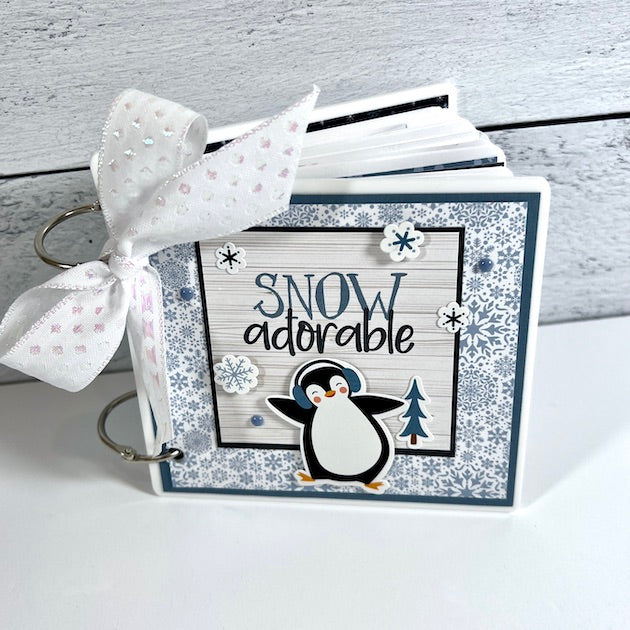 Winter Scrapbook Mini Album with bow By Artsy Albums