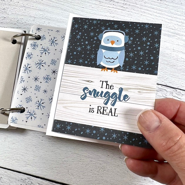 Winter Scrapbook Mini Album with owl and folding page