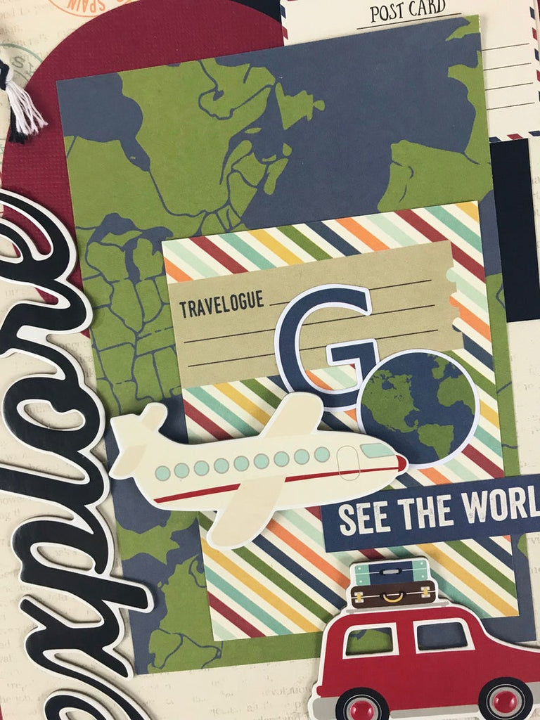 Explore Travel Scrapbook Album made with the Simple Stories, Travel Notes Collection