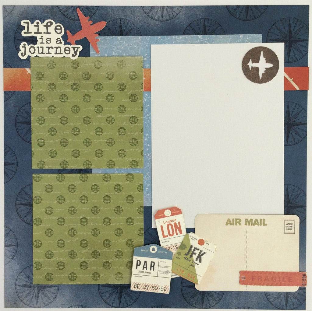 12x12 Life Is A Journey Travel 6-Page Layout Instructions ONLY