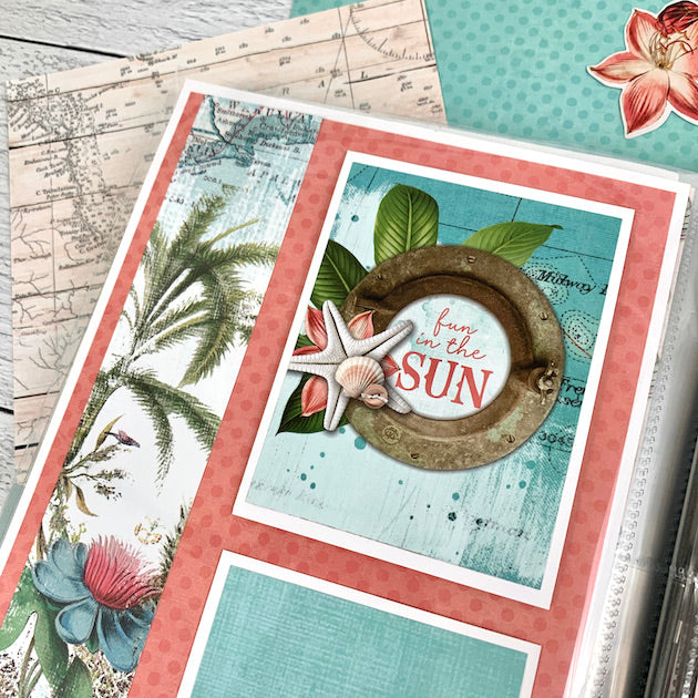 Living the Beach Life Scrapbook Album with port hole and sea shells