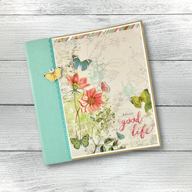 Good Life Spring Scrapbook Album with flowers, butterflies, & the instructions