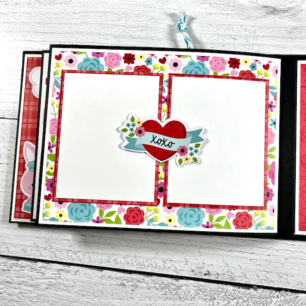 Valentine's Day Scrapbook Album page with flowers and heart