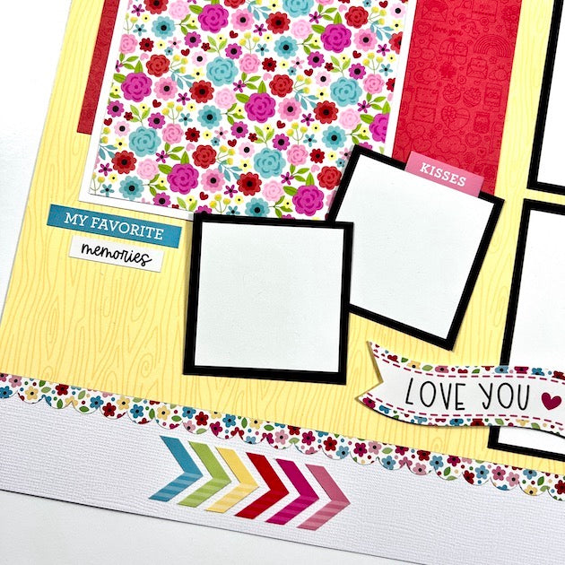 Lots of Love Valentine's Day Scrapbook Page with flowers