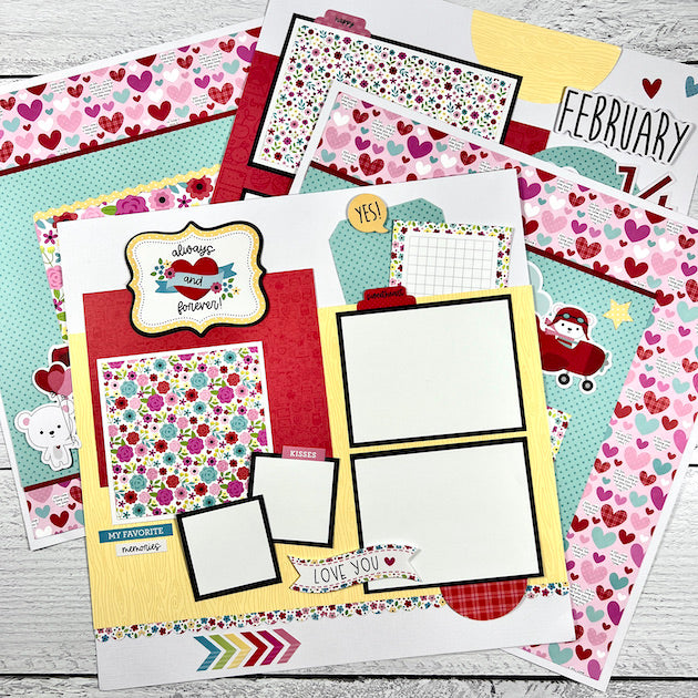 Lots of Love Valentine's Day Scrapbook Layout Pages