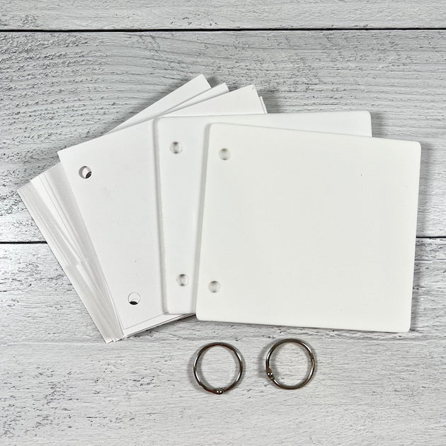 White Acrylic Mini Scrapbook Album with pages and binding rings