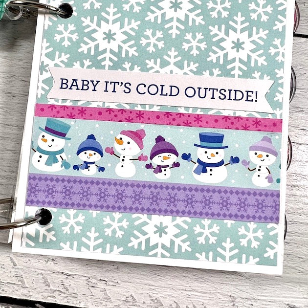 Winter Scrapbook album page with snowflakes and snowmen