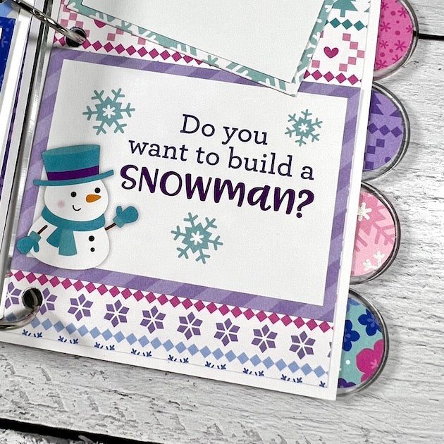 Winter Scrapbook album page with snowman and snowflakes