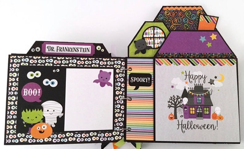 Halloween Trick or Treat House Scrapbook Instructions ONLY