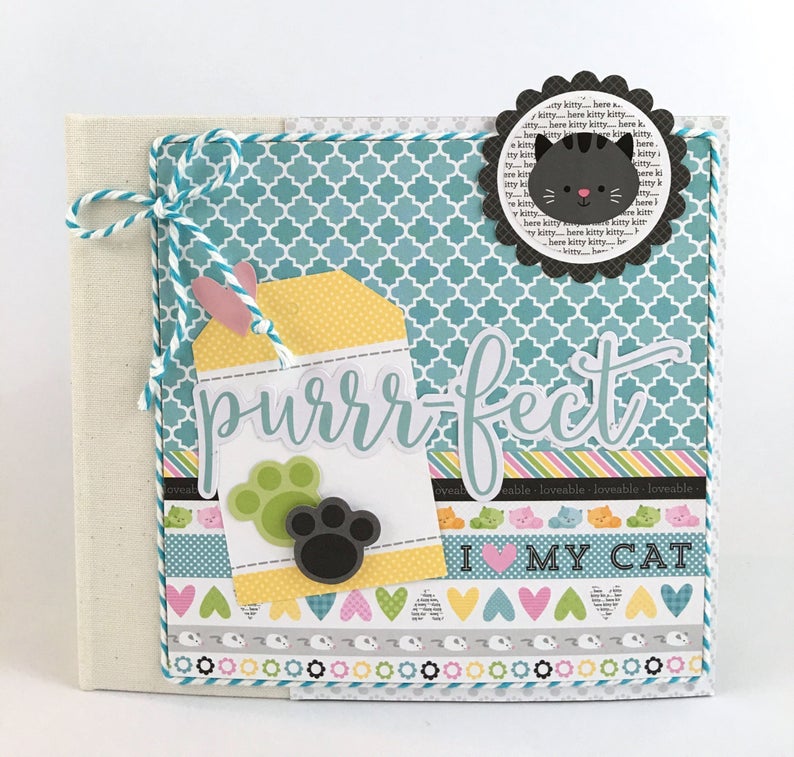 Cat Scrapbook Album by Artsy Albums made with the Doodlebug Design Kitten Smitten Collection 