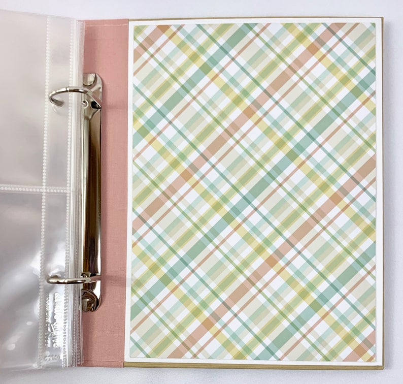 Pregnancy Scrapbook Album Page with a pretty plaid paper
