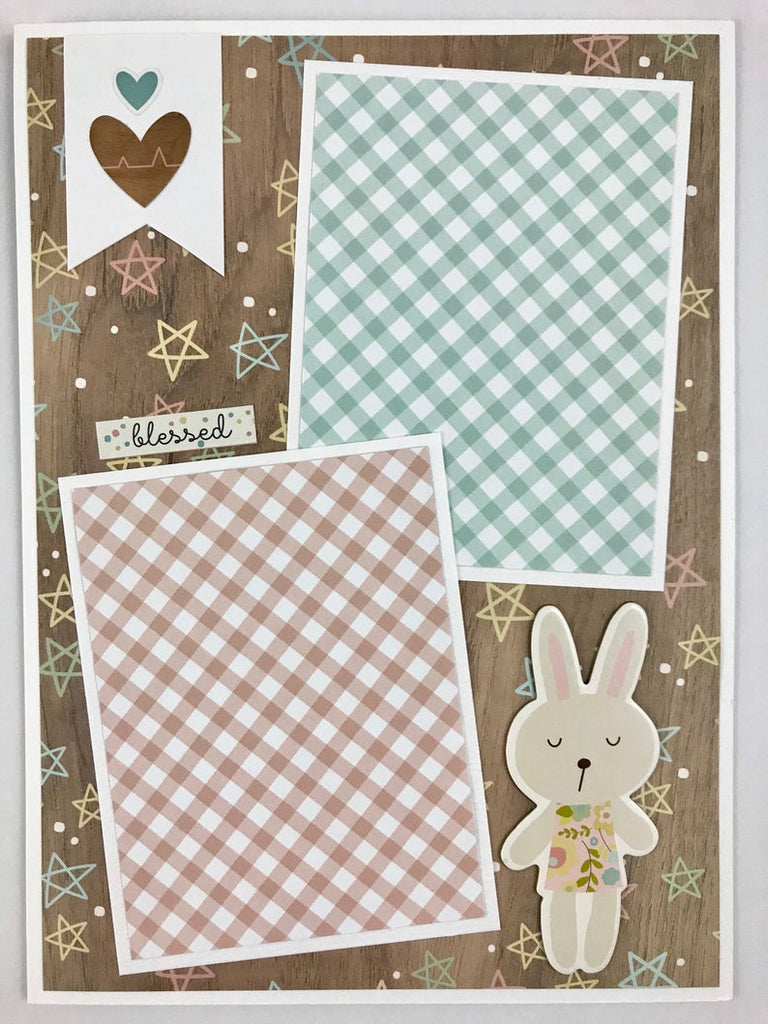 Pregnancy Scrapbook Album Page with stars, a bunny rabbit, and hearts